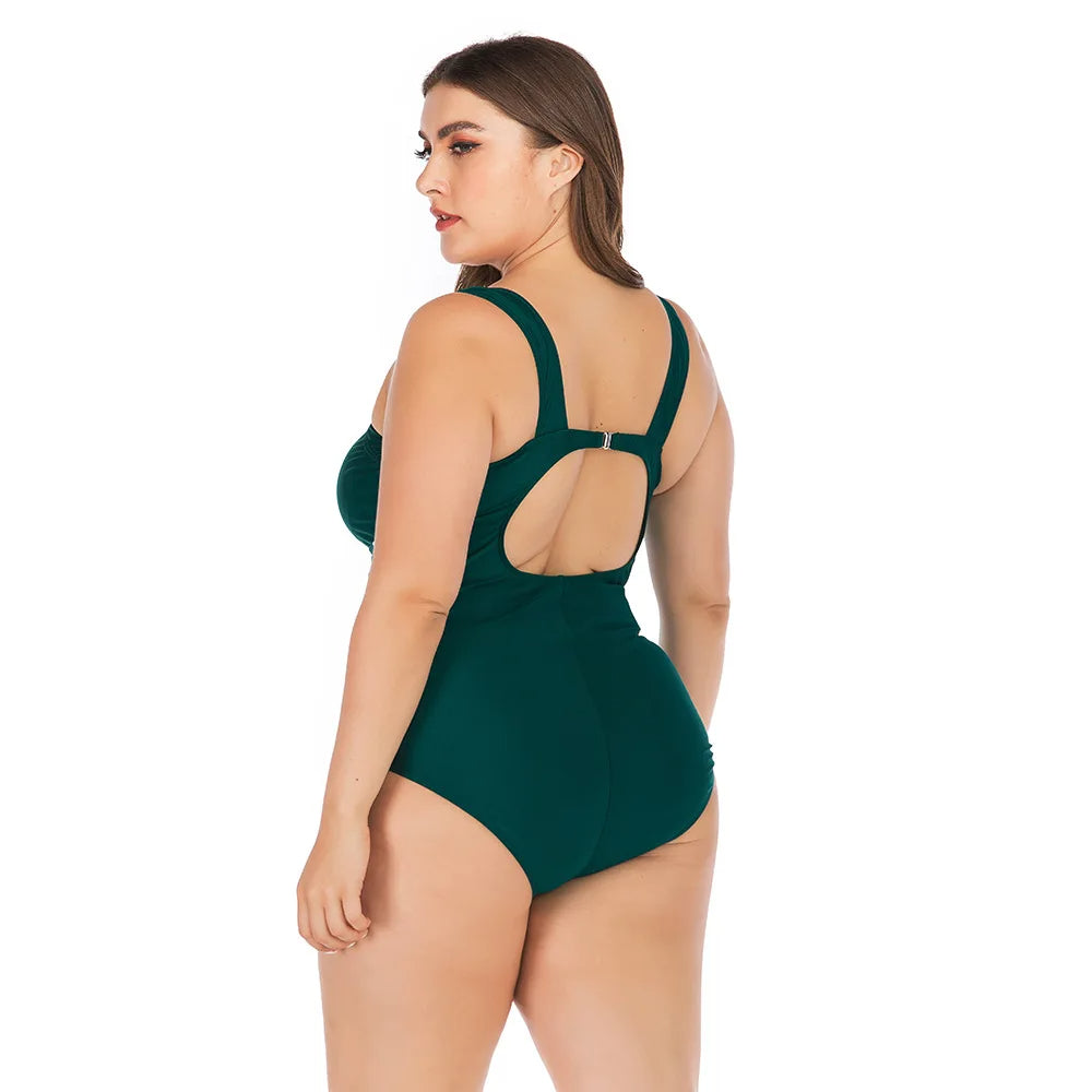 Curvy Queen Plus Size Leopard Print Swimsuit-Black-2XL-State of Style