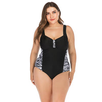 Curvy Queen Plus Size Leopard Print Swimsuit-Black-2XL-State of Style