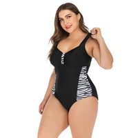 Curvy Queen Plus Size Leopard Print Swimsuit-Black-2XL-State of Style