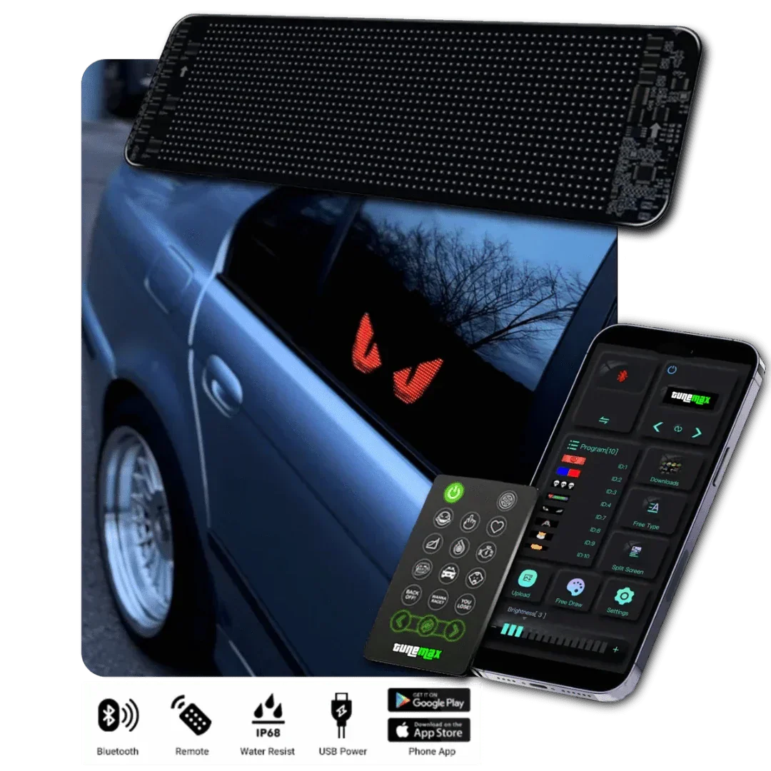 Customisable LED Car Display - GlowSign-16x32 LEDs -7 cm × 17 cm-State of Style