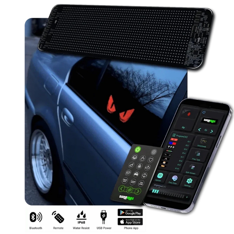 Customisable LED Car Display - GlowSign-16x32 LEDs -7 cm × 17 cm-State of Style