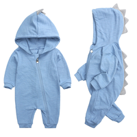 Cute Baby Onesie with Dinosaur Hood - DinoDream Onesie-Blue-0-3 Months-State of Style