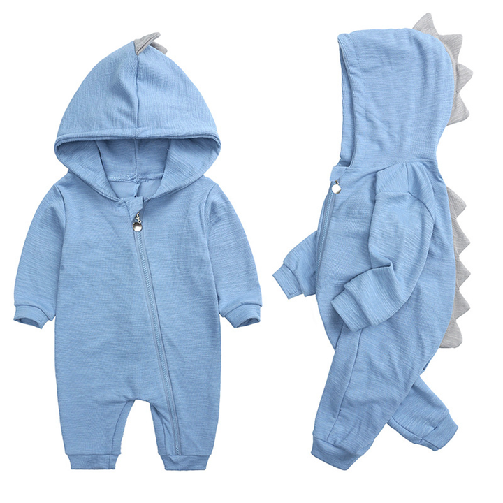 Cute Baby Onesie with Dinosaur Hood - DinoDream Onesie-Blue-0-3 Months-State of Style