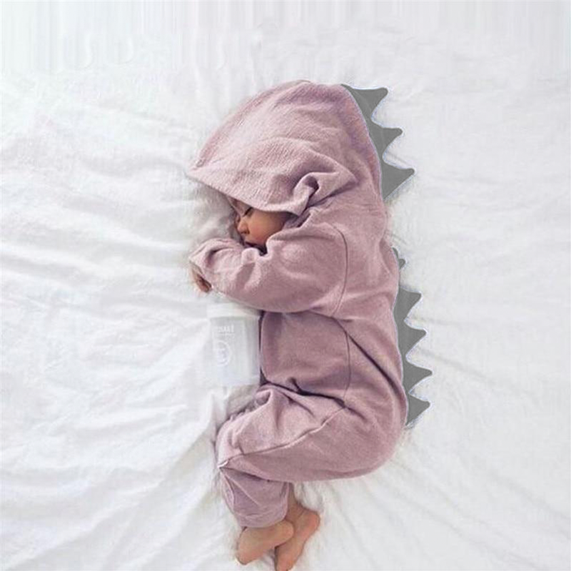Cute Baby Onesie with Dinosaur Hood - DinoDream Onesie-Pink-0-3 Months-State of Style