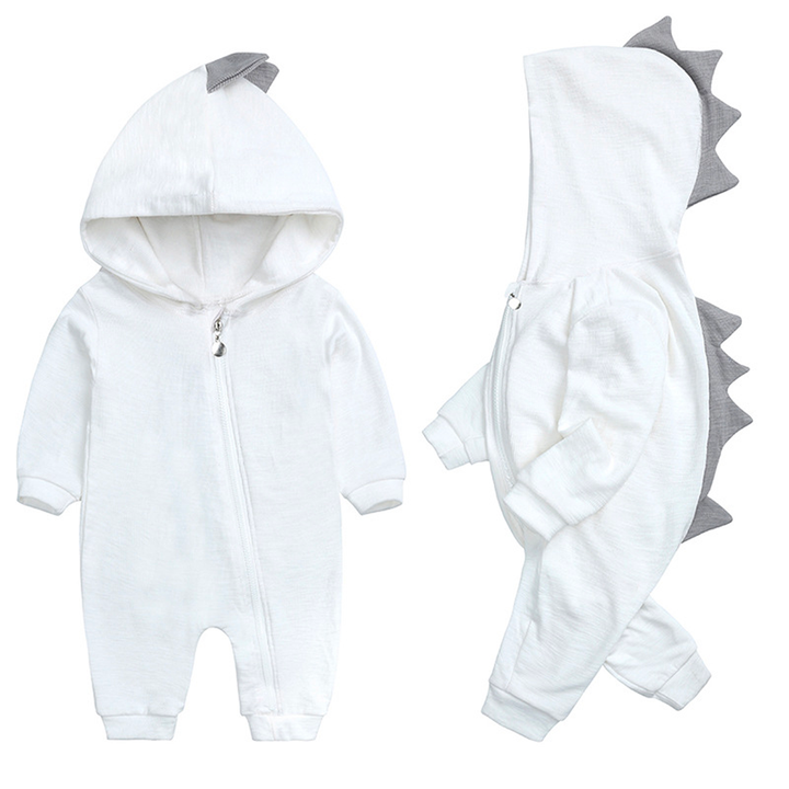 Cute Baby Onesie with Dinosaur Hood - DinoDream Onesie-White-0-3 Months-State of Style
