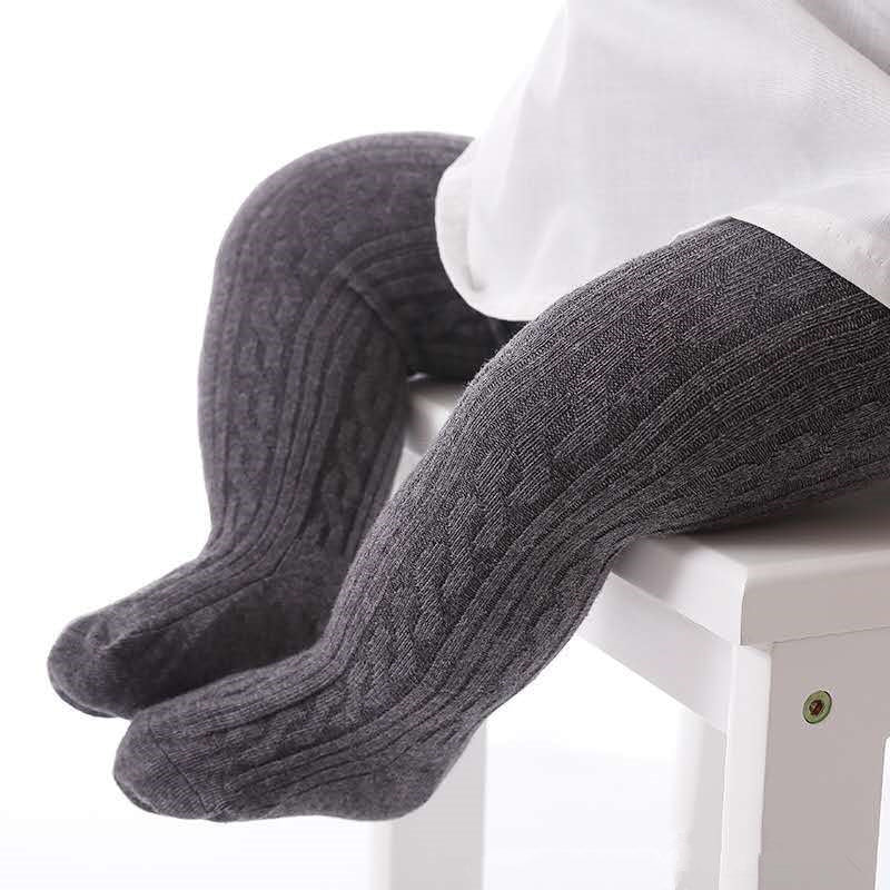 Cute Girls Cotton Knitted Tights-Dark grey-S-State of Style