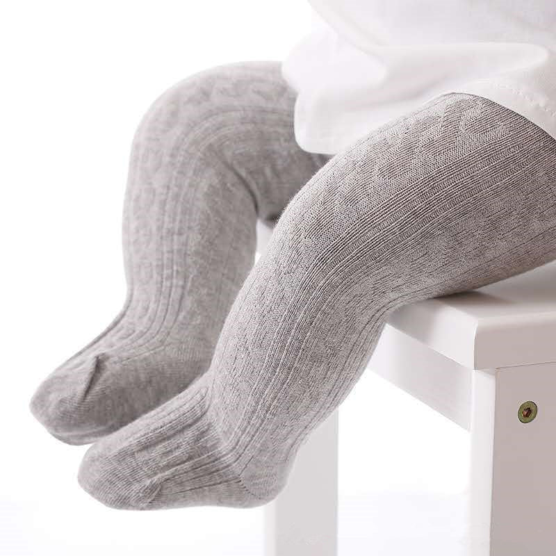 Cute Girls Cotton Knitted Tights-Light grey-S-State of Style