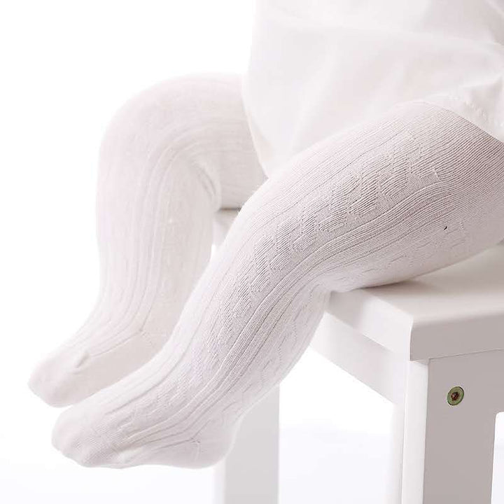 Cute Girls Cotton Knitted Tights-White-S-State of Style