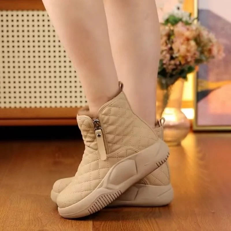 Cute Warm Women's Boots - Luna-Khaki-4-State of Style