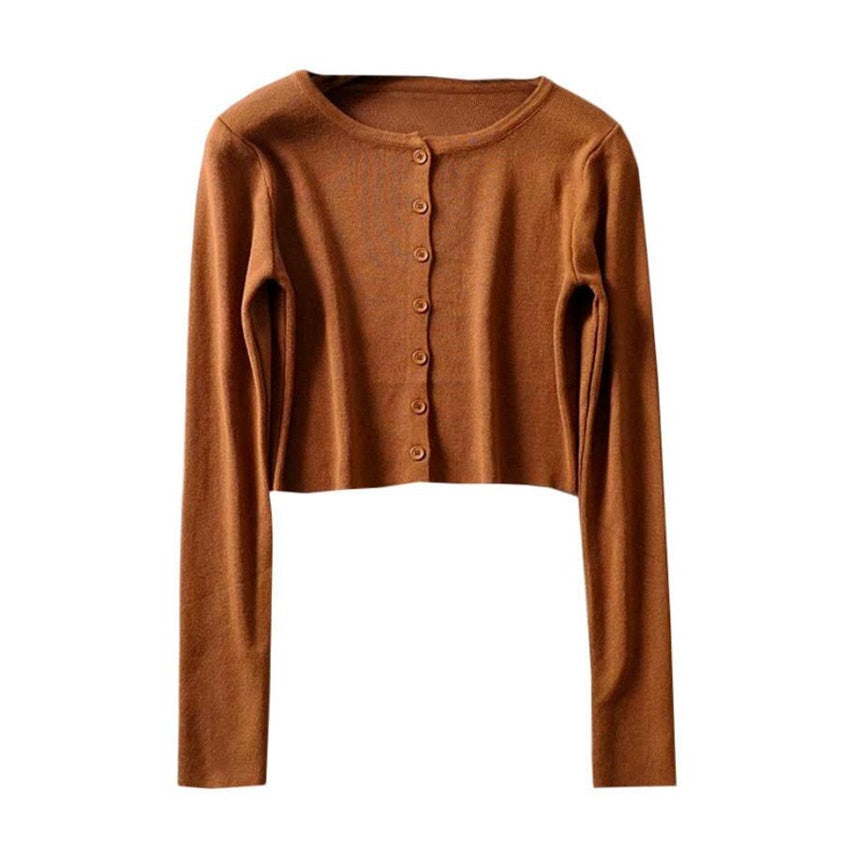 CuteTop | Women's Trendy Crop Top-Chestnut Brown-One Size-State of Style
