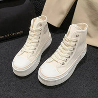 Cutiepie Canvas Sneakers – Colourful High-Tops with Thick Sole-Cream-4.5 (22.5cm)-State of Style