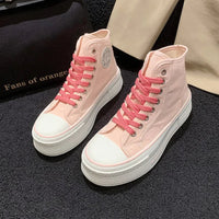 Cutiepie Canvas Sneakers – Colourful High-Tops with Thick Sole-Pink-4.5 (22.5cm)-State of Style