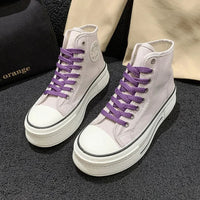 Cutiepie Canvas Sneakers – Colourful High-Tops with Thick Sole-Purple-4.5 (22.5cm)-State of Style