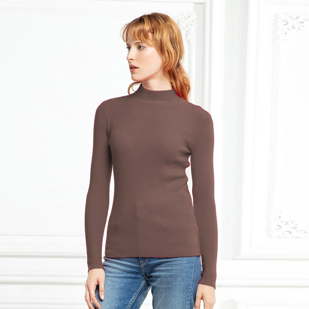 CutSweater | Women's Cosy Knit Pullover-Coffee-State of Style