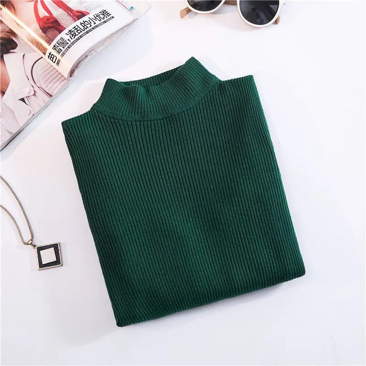 CutSweater | Women's Cosy Knit Pullover-Green-State of Style