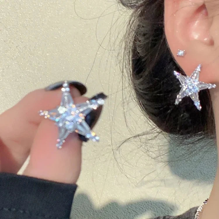 Zirkonia Star Earrings/Ear Cuff - Lyric