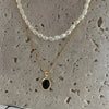 Aria Black Onyx and Pearl Stacking Necklace