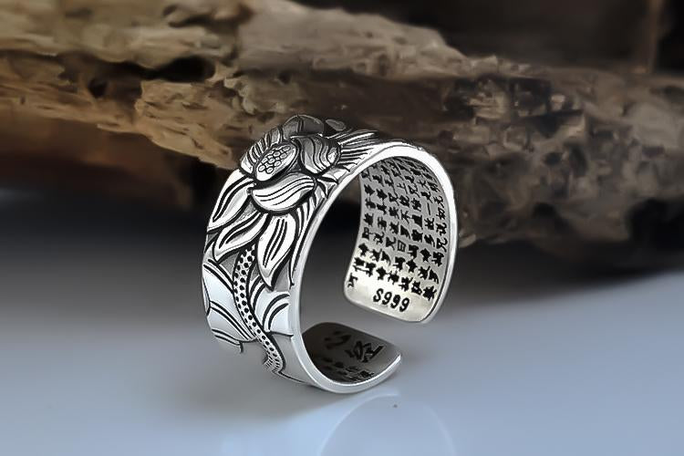 Lotus Sutra Silver Ring | Elegant Floral Jewellery