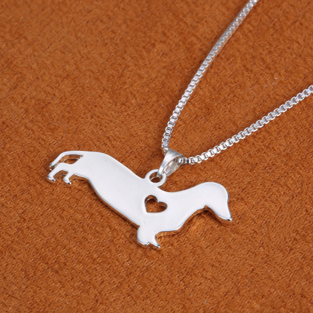 Dachshund Heart Silver Necklace | Sterling Silver Jewellery-State of Style