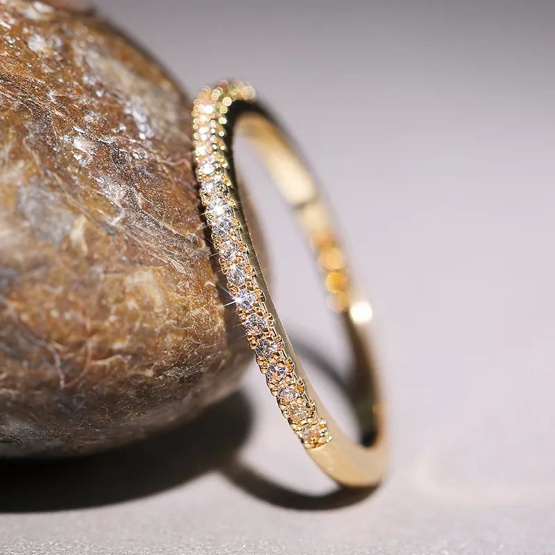 Dainty Half Eternity Ring | Crystal Band-GOLD-5-State of Style