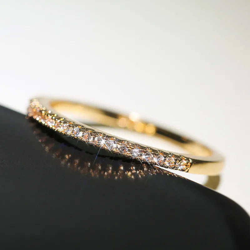 Dainty Half Eternity Ring | Crystal Band-GOLD-5-State of Style