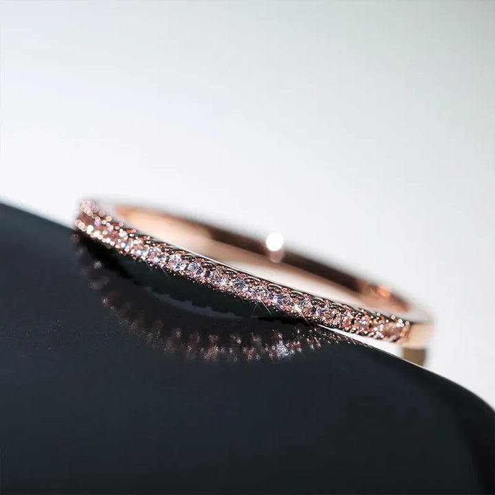 Dainty Half Eternity Ring | Crystal Band-ROSEGOLD-5-State of Style