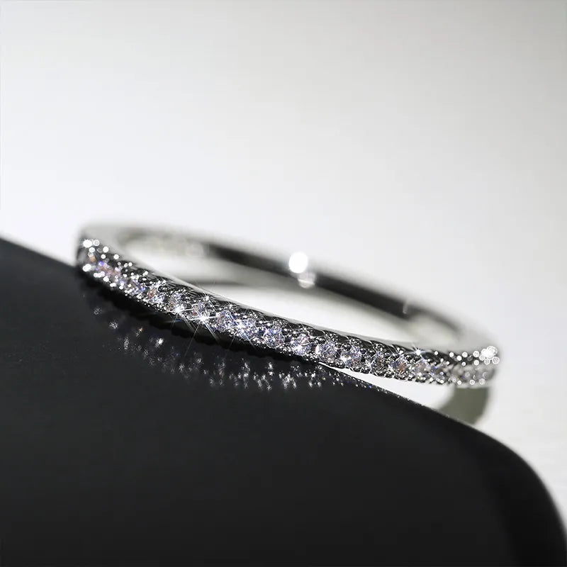 Dainty Half Eternity Ring | Crystal Band-SILBER-5-State of Style