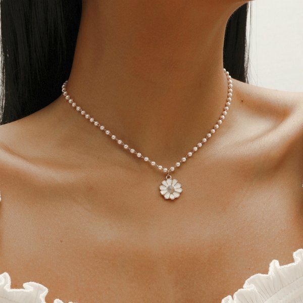 Daisy & Pearl Pendant Necklace for Women - Lara-State of Style