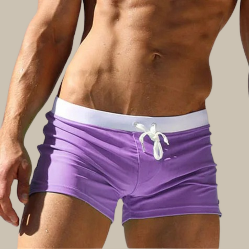 Dalton - Quick-Dry Swim Shorts for Men | Stretch Swim Trunks-Purple-S-State of Style