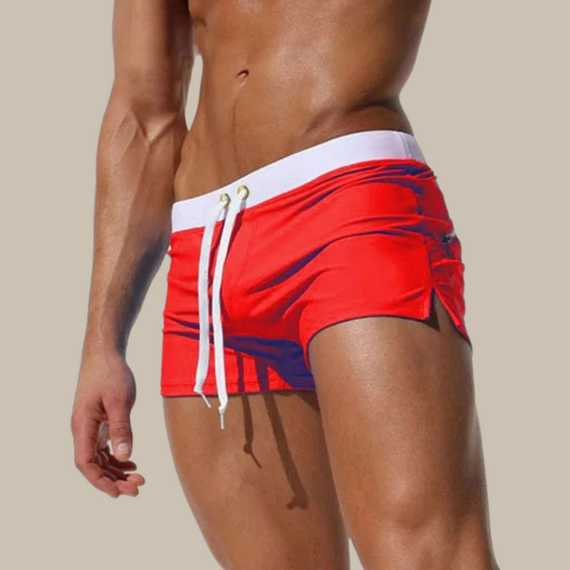 Dalton - Quick-Dry Swim Shorts for Men | Stretch Swim Trunks-Red-S-State of Style