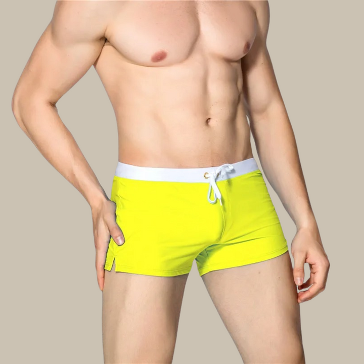 Dalton - Quick-Dry Swim Shorts for Men | Stretch Swim Trunks-Yellow-S-State of Style