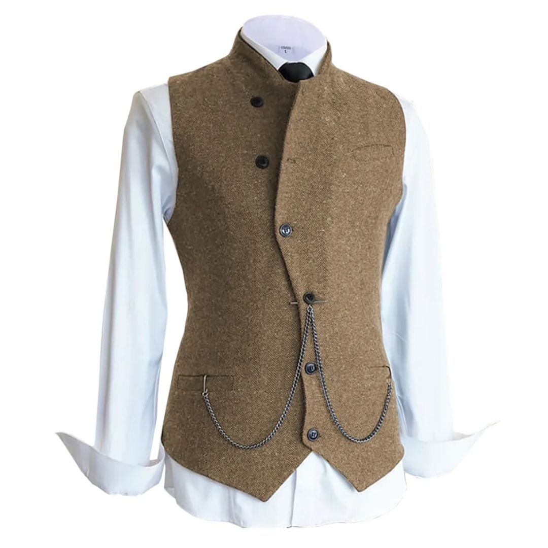 Daniel Traditional Vest – Wool Tweed Waistcoat with Tailored Fit-Brown-State of Style