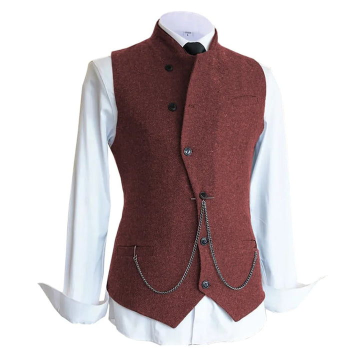 Daniel Traditional Vest – Wool Tweed Waistcoat with Tailored Fit-Burgundy-State of Style