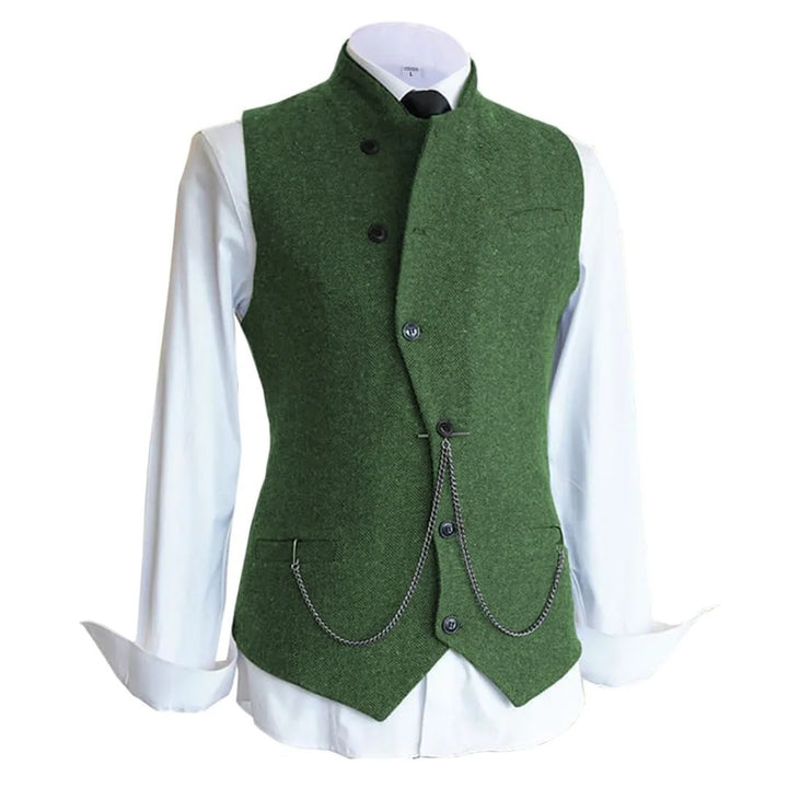 Daniel Traditional Vest – Wool Tweed Waistcoat with Tailored Fit-Green-State of Style