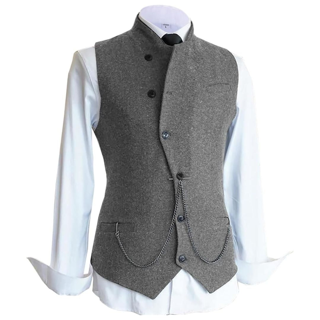Daniel Traditional Vest – Wool Tweed Waistcoat with Tailored Fit-Grey-State of Style