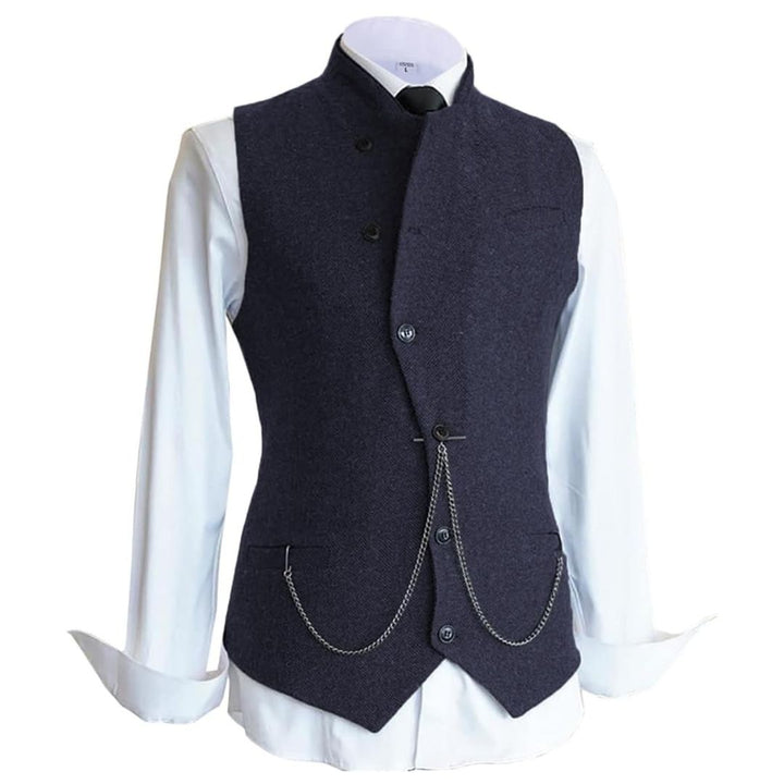 Daniel Traditional Vest – Wool Tweed Waistcoat with Tailored Fit-Navy Blue-State of Style