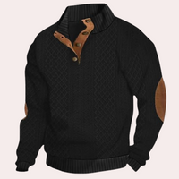 Dany - Warm Casual Men's Sweater with Button Closure-Black-S-State of Style