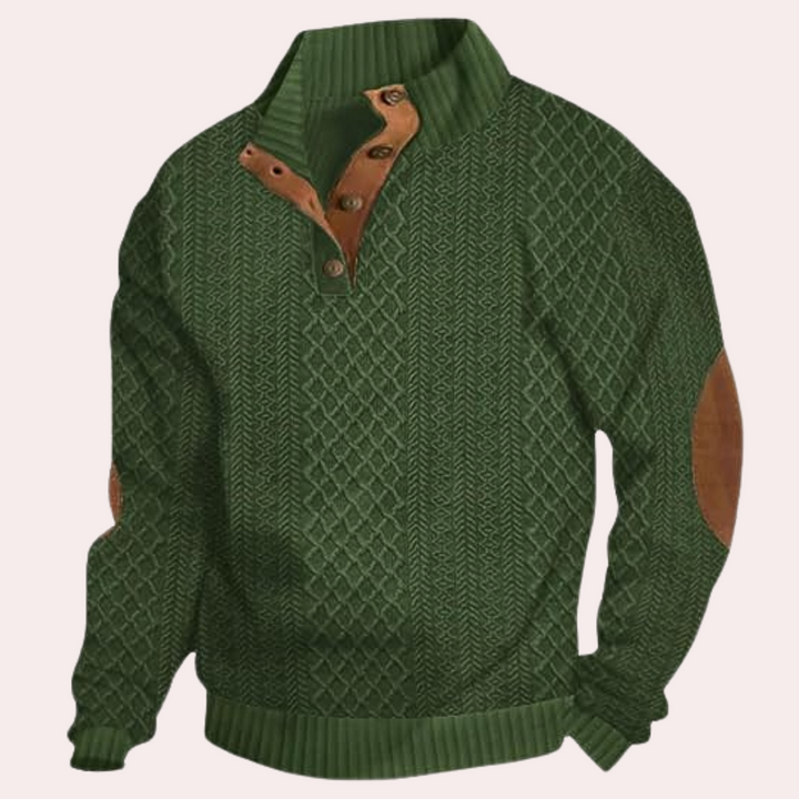 Dany - Warm Casual Men's Sweater with Button Closure-Green-S-State of Style