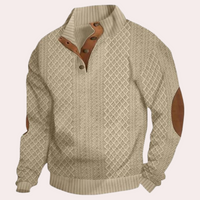 Dany - Warm Casual Men's Sweater with Button Closure-Khaki-S-State of Style