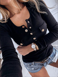 DarciesShirt | Button-Up Sweater for Women-Black-S-State of Style