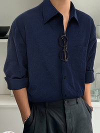 Dark Blue Men's Shirt with Breast Pocket - Milo-S-State of Style