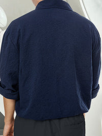 Dark Blue Men's Shirt with Breast Pocket - Milo-S-State of Style