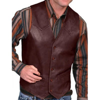 David Traditional Vest – Retro-Style Waistcoat with Buttoned V-Neck-Burgundy-M-State of Style
