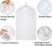 Clear PEVA Garment Storage Bags – 12 Pack Dustproof Clothes Protectors – 1+1 FREE