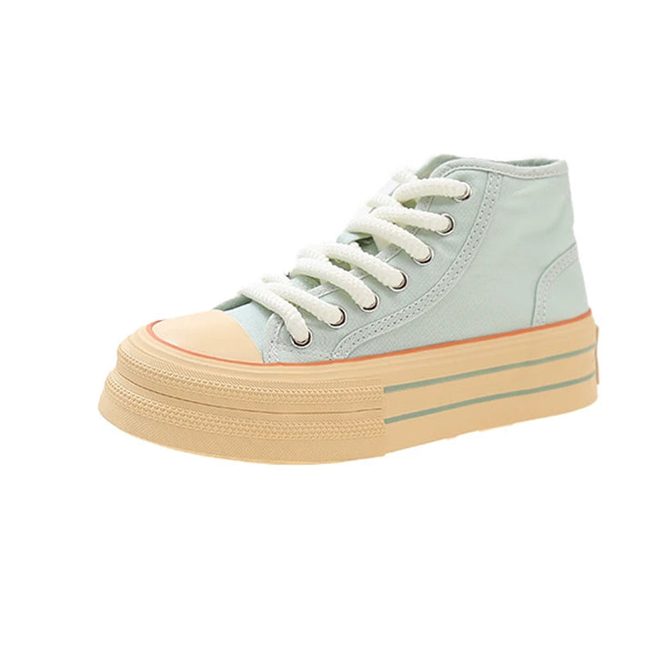 Dazzle Dash Sneakers – Trendy High-Top Canvas Platform Shoes-Greenish Grey-6.0 (23.5cm)-State of Style