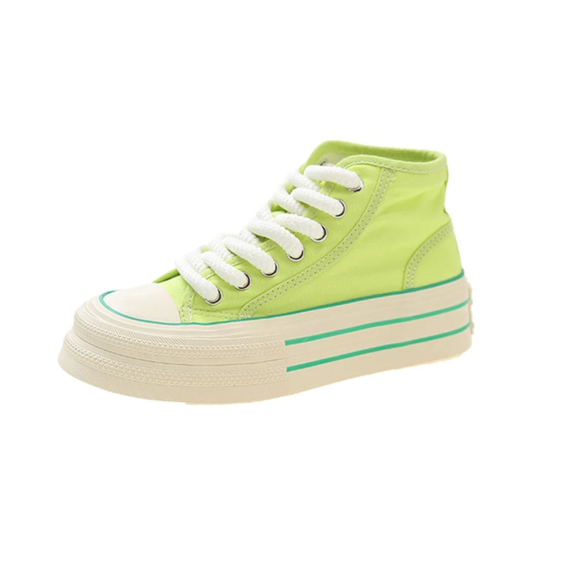 Dazzle Dash Sneakers – Trendy High-Top Canvas Platform Shoes-Light Green-6.0 (23.5cm)-State of Style