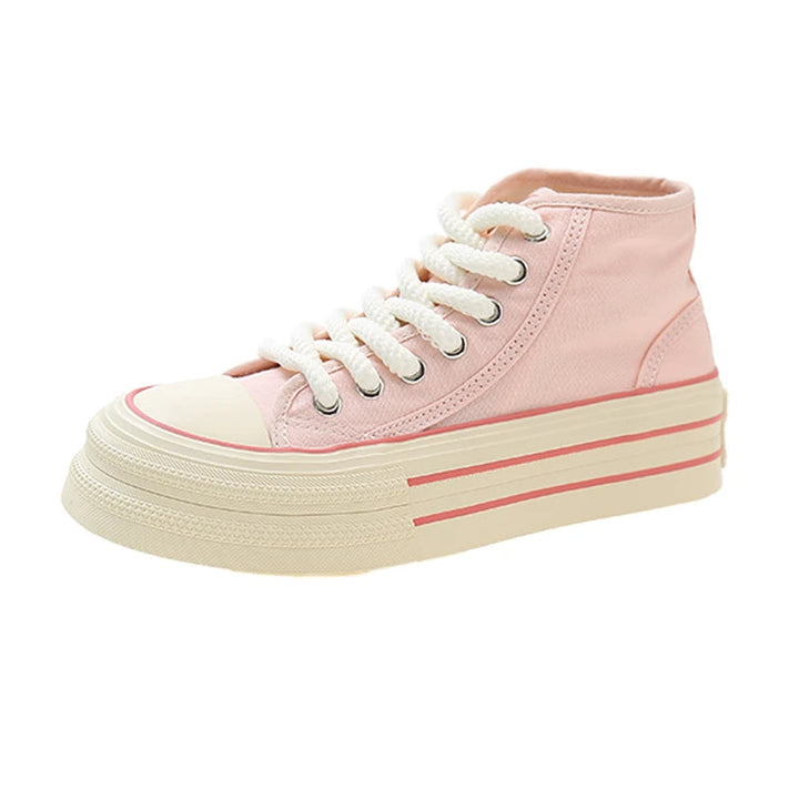 Dazzle Dash Sneakers – Trendy High-Top Canvas Platform Shoes-Pink-6.0 (23.5cm)-State of Style