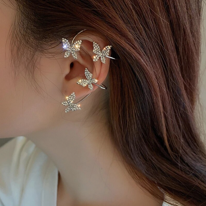 Dazzling Crystal Butterfly Earrings-Gold-State of Style