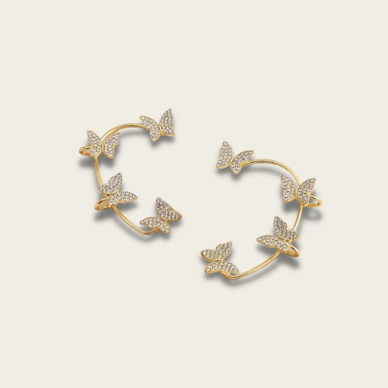 Dazzling Crystal Butterfly Earrings-Gold-State of Style