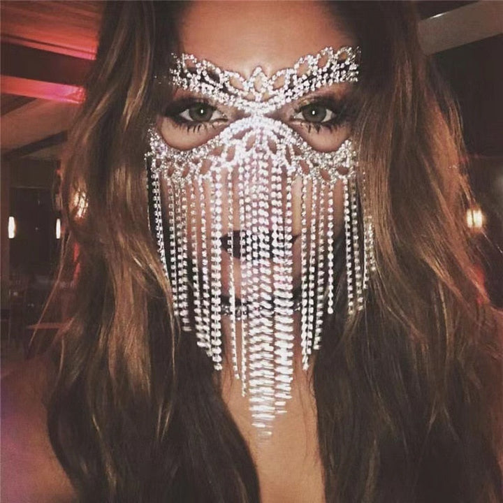 Dazzling Veil Mask | Masquerade Face Jewellery-Type A: Glow Colour-State of Style